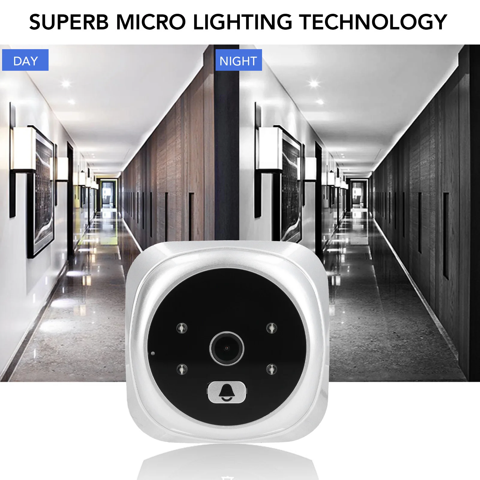 Video Doorbell Camera Door Peephole Viewer Camera 2 Way Intercom 300K Pixels CMOS Sensor 120 Degree View Waterproof for Office