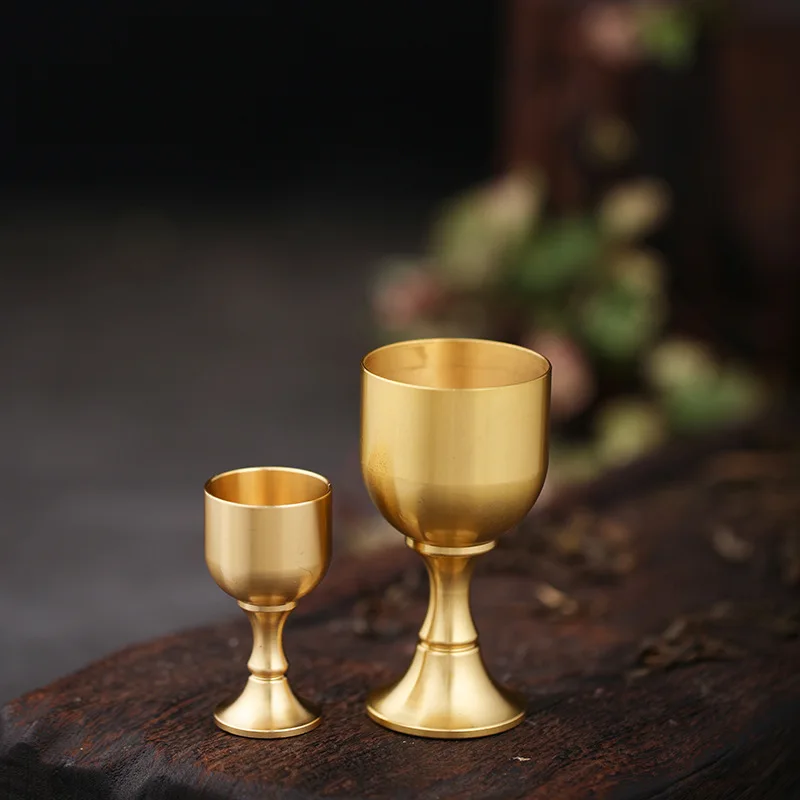 Brass Goblet Copper Cup Chinese Style Tass Wine Set Decoration Copper Wine Glass Souvenir Decoration Antique