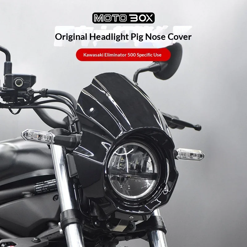【Premium】For Kawasaki Eliminator 500 Modified Abnormal Pig Head Cover – Original Headlight Decorative Cover and Front Windshield