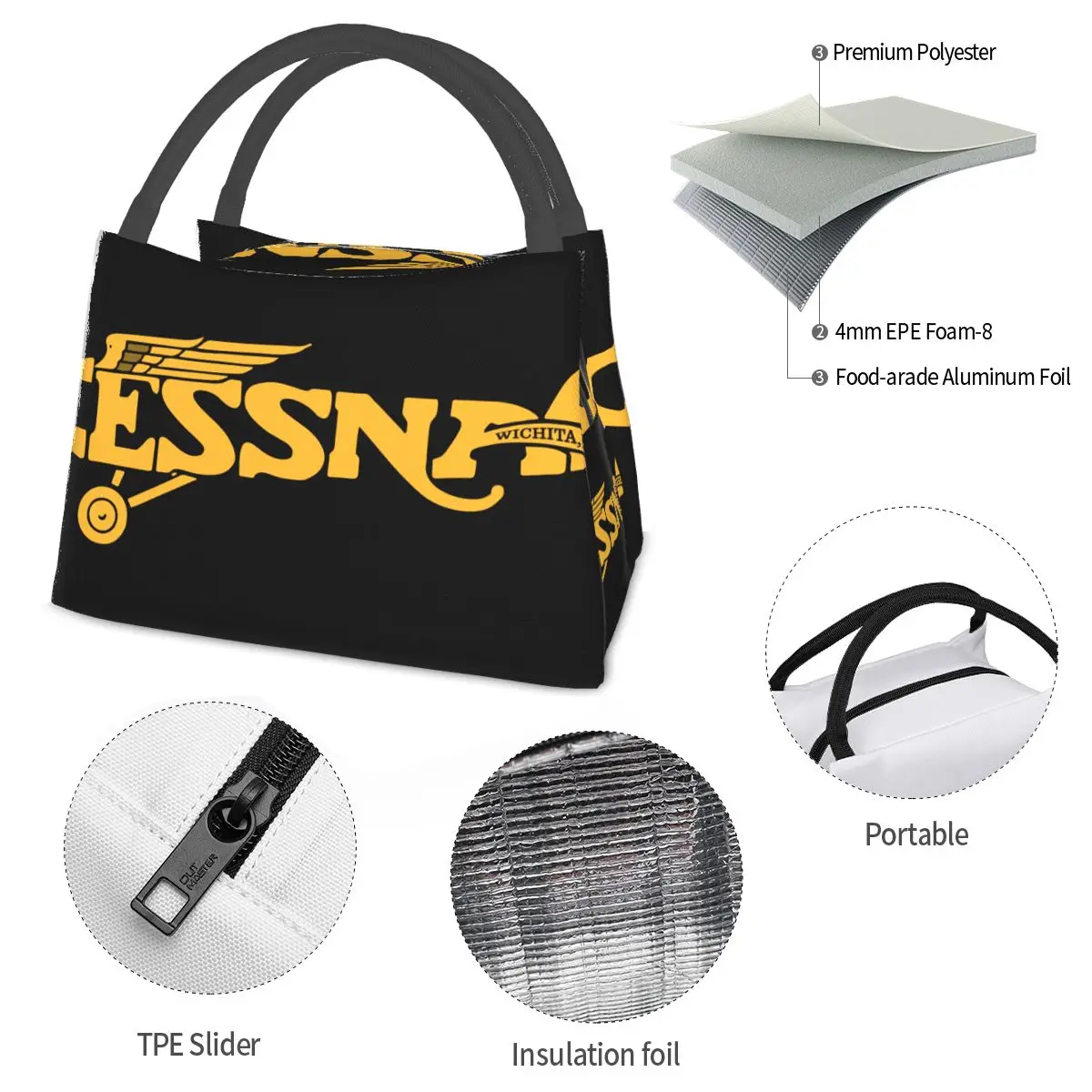 Cessna Logo Portable insulation bag for Cooler Thermal Food Office Pinic Container