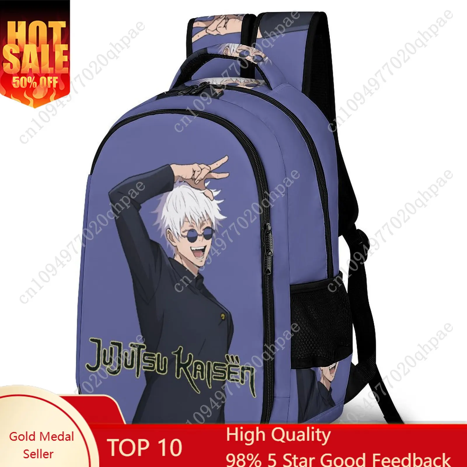 

Jujutsu Kaisen Satoru Gojo Kids School Backpack for Boys Girls Travel Business Capacity Pocket Customizable Personalized Gift
