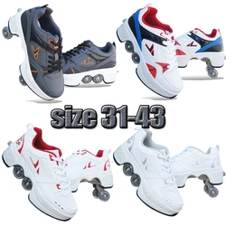Size 31, 32, 33, 34, 35,Roller Skate Shoes 4 Wheels for Women, Sneakers Sports Shoes for Children, Casual Kids Game Boots