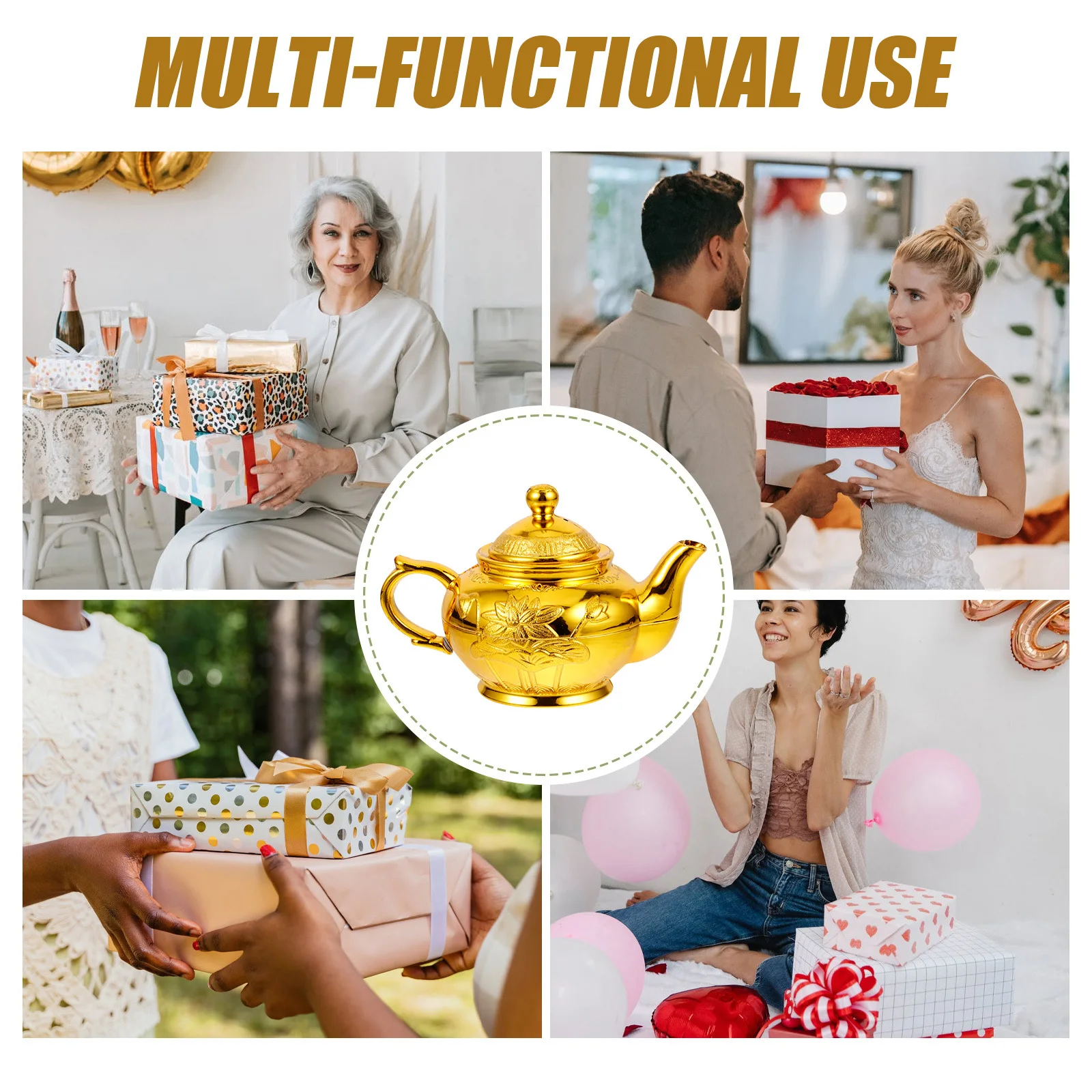 연꽃 모양 차 주전자 작은 플라스틱 예배 주전자 불교 제단 데스크탑 장식 홈 액세서리 중국 스타일 테이블