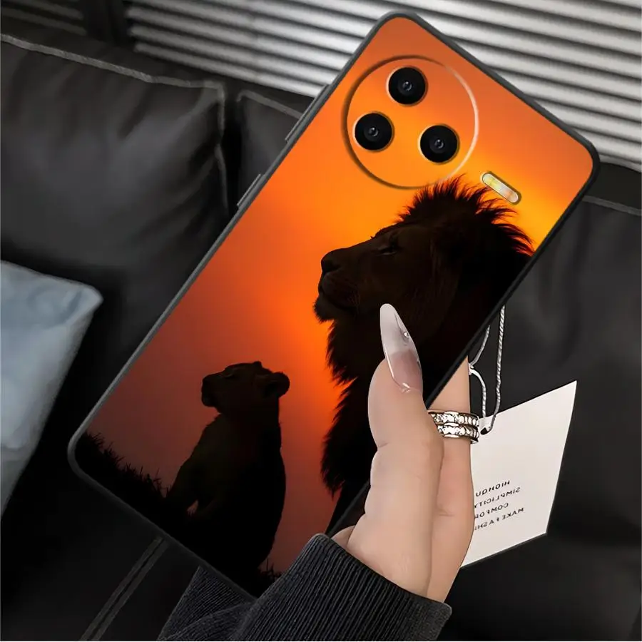 Custodia per Xiaomi Redmi 13C A1 A2 Plus A5 A3 9 10 A4 12C 14C K40 K80 Pro Custodia morbida nera per telefono Leone