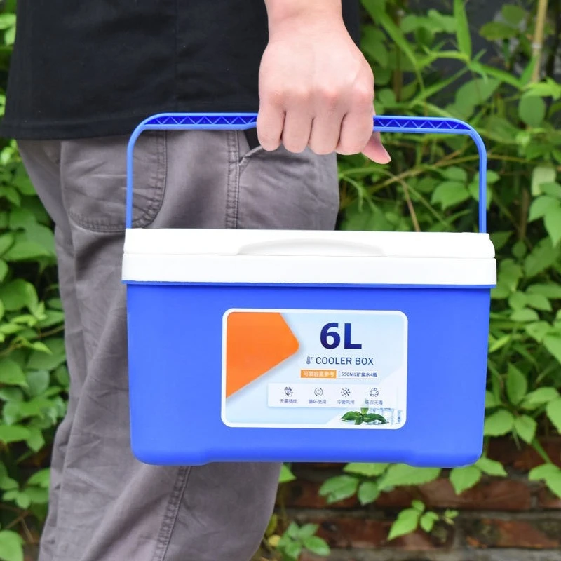 Portable Large Capacity Blue Ice Cooler Box, Insulated Camping Picnic Cooler, Heavy Duty Cold Storage for Outdoor, Commercial