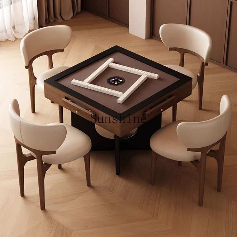 

Mahjong table machine solid wood round dining table integrated dual-purpose household small apartment electric