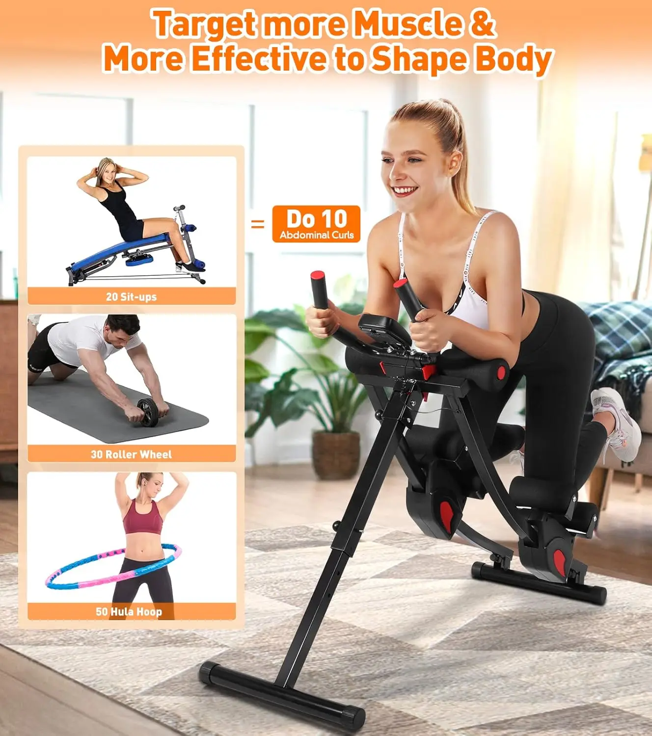 Ab Workout Equipment, Ab Machine for Women, Adjustable Core Abdominal Exercise Fitness Equipment