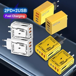 4 Port 2 USB 2 Type Multi Port Wall Charger USB PD Adapter For Xiaomi iPhone 13 12 for Samsung Mobile Phone Plug Charging