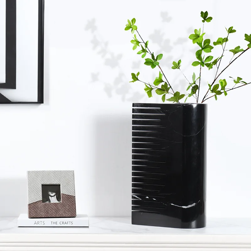 Marble vase high-end green plant immortal flower ware living room entrance coffee table table soft decoration jewelry