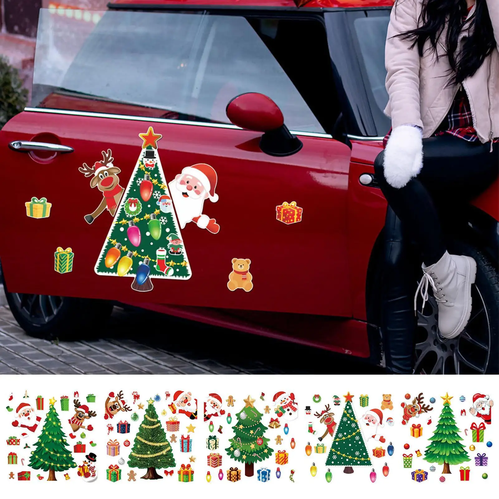 Christmas Refrigerator Magnets Funny Holiday Winter Stickers Magnetic Christmas Decorations For Whiteboard Kitchen Cabinet