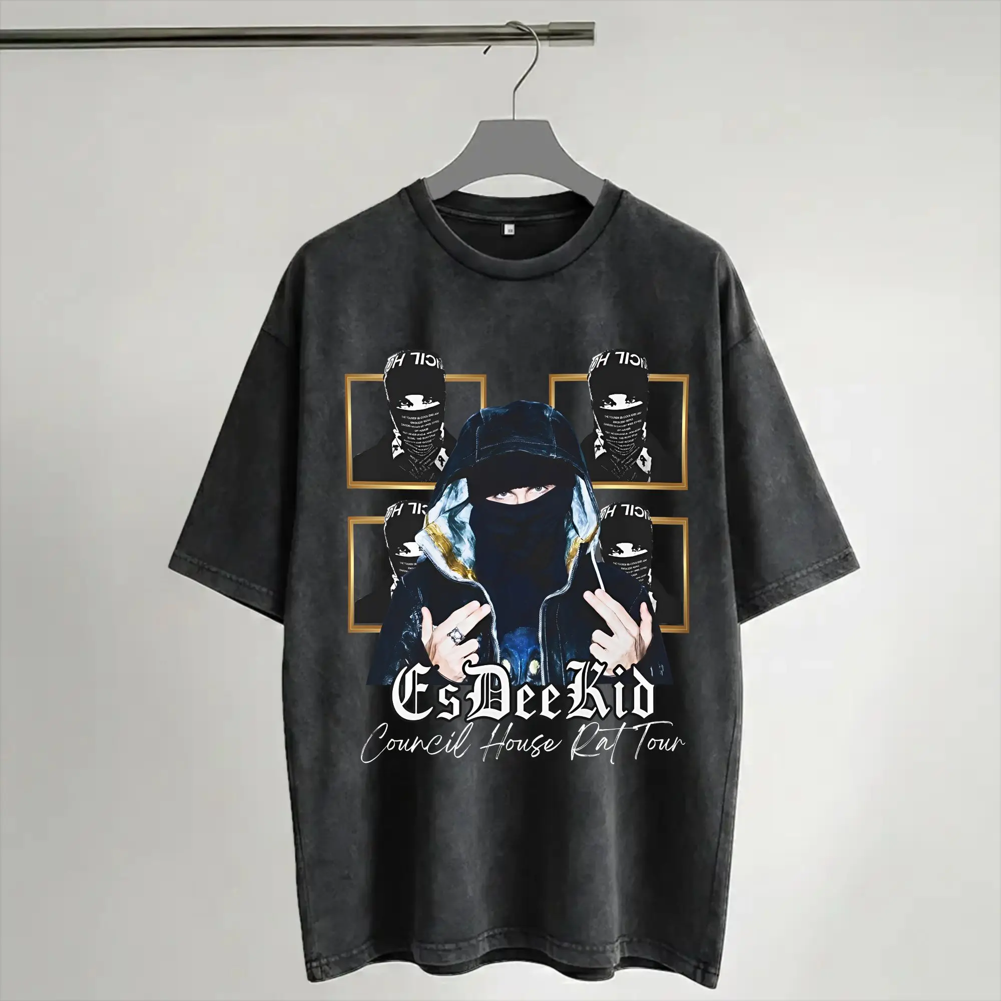 EsDeeKid Council House Rat Tour 2026  T Shirts Hip Hop Washed Cotton Harajuku T-Shirt Cool for Men Women Streetwear Printed Tees