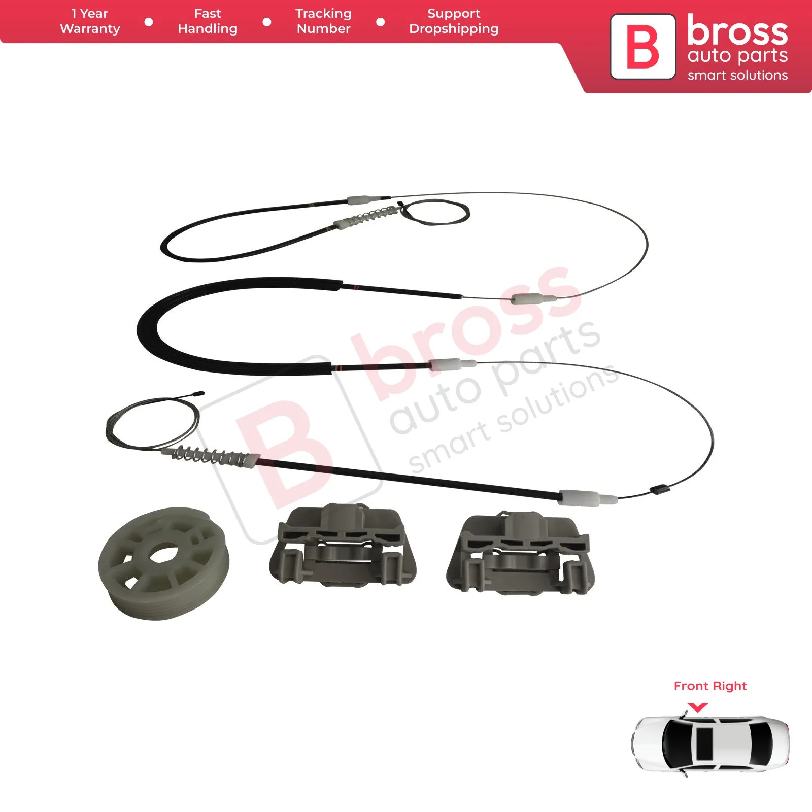 Bwr635 Raamregelaar Reparatieset Rechtsvoor Voor Chrysler 300 2005-2010 Ontwijk Oplader 2006-2010 Magnum 05-2008 5065474ae