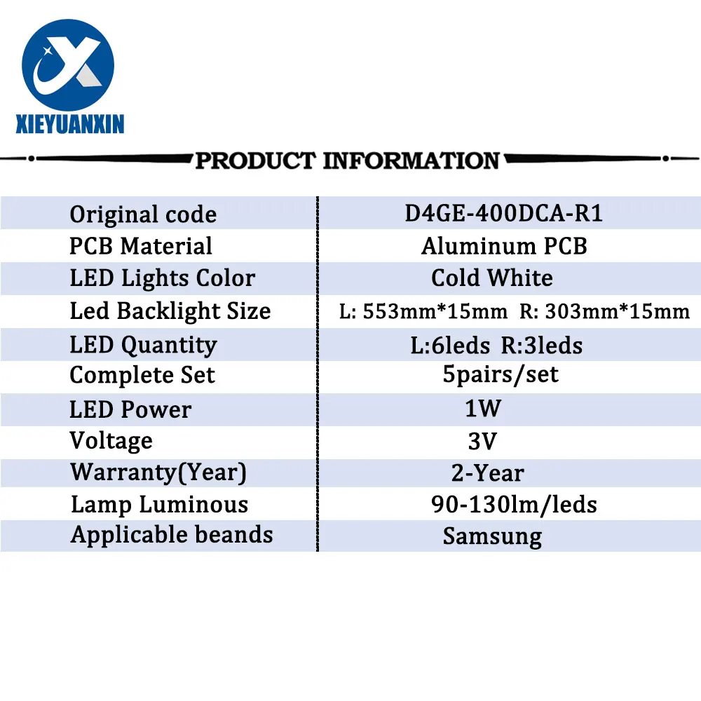 LED TVバックライトストリップ,Samsung 40インチ,6 3led,2014svs40ペア/セットue40h6500 ue40h5500 ue40h6200 ue40h5100,5 D4GE-400DCA 40h