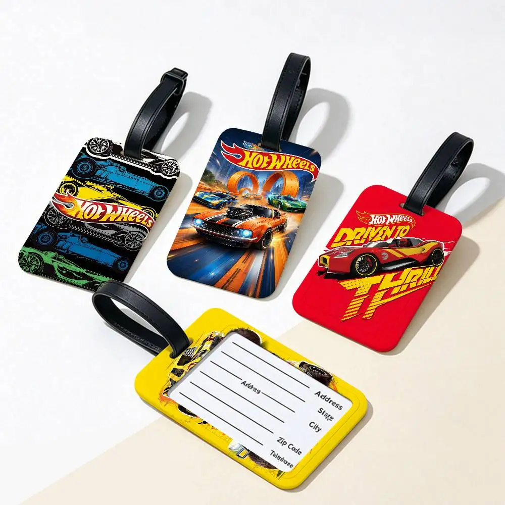 S-Super-Car-H-Hot-W-Wheels Lightweight Anti lost PVC Luggage Tag Removable Info Card Sleeve Backpack Travel Accessory