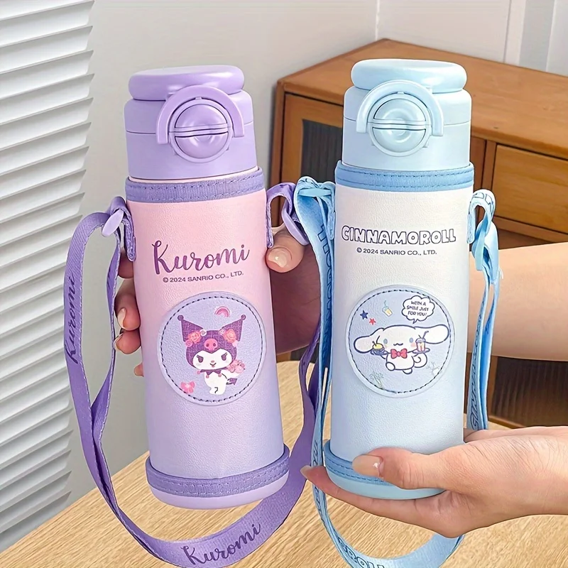 1 Stück KUROMI Edelstahl-Vakuum-Isolierbecher 500 ml mit Becherhülle, tragbare Wasserflasche