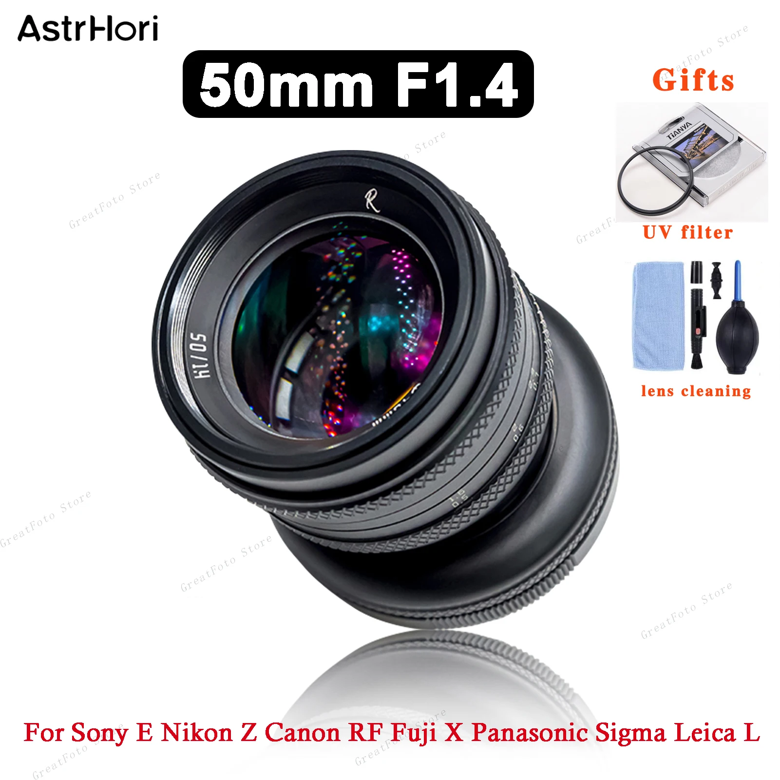 AstrHori 50mm F1.4 Tilt Lens Manual Focus Large aperture Lens for Sony/Nikon/Canon/Olympus M4/3 mount/Panasonic Sigma Leica L