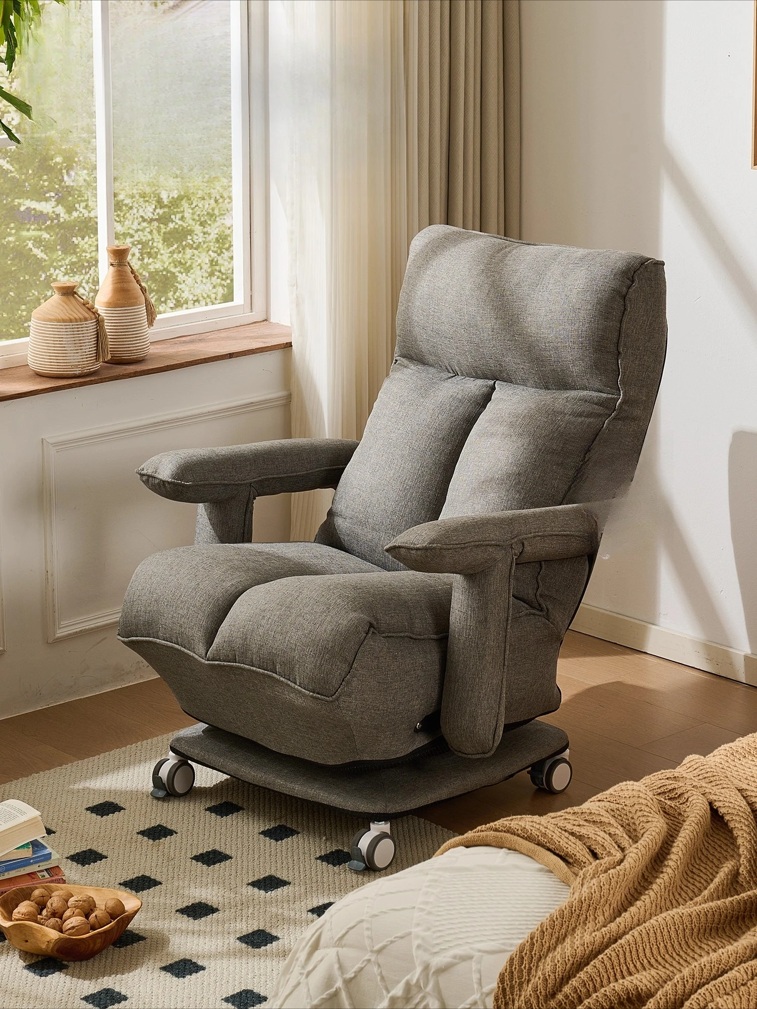 Single Lazy Sofa Bedroom Pulley Sofa Swivel Chair Sleeping Balcony Living Room Folding Nest Chair