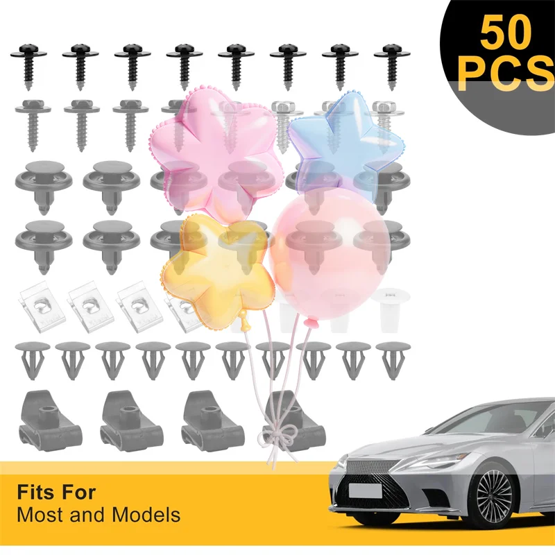 50 قطعة من البلاستيك دفع المسامير كليب مصد للسيارات السحابات جسم السيارة البراغي عدة سيارة الجبهة الوفير دفع كليب المسامير السحابة #1