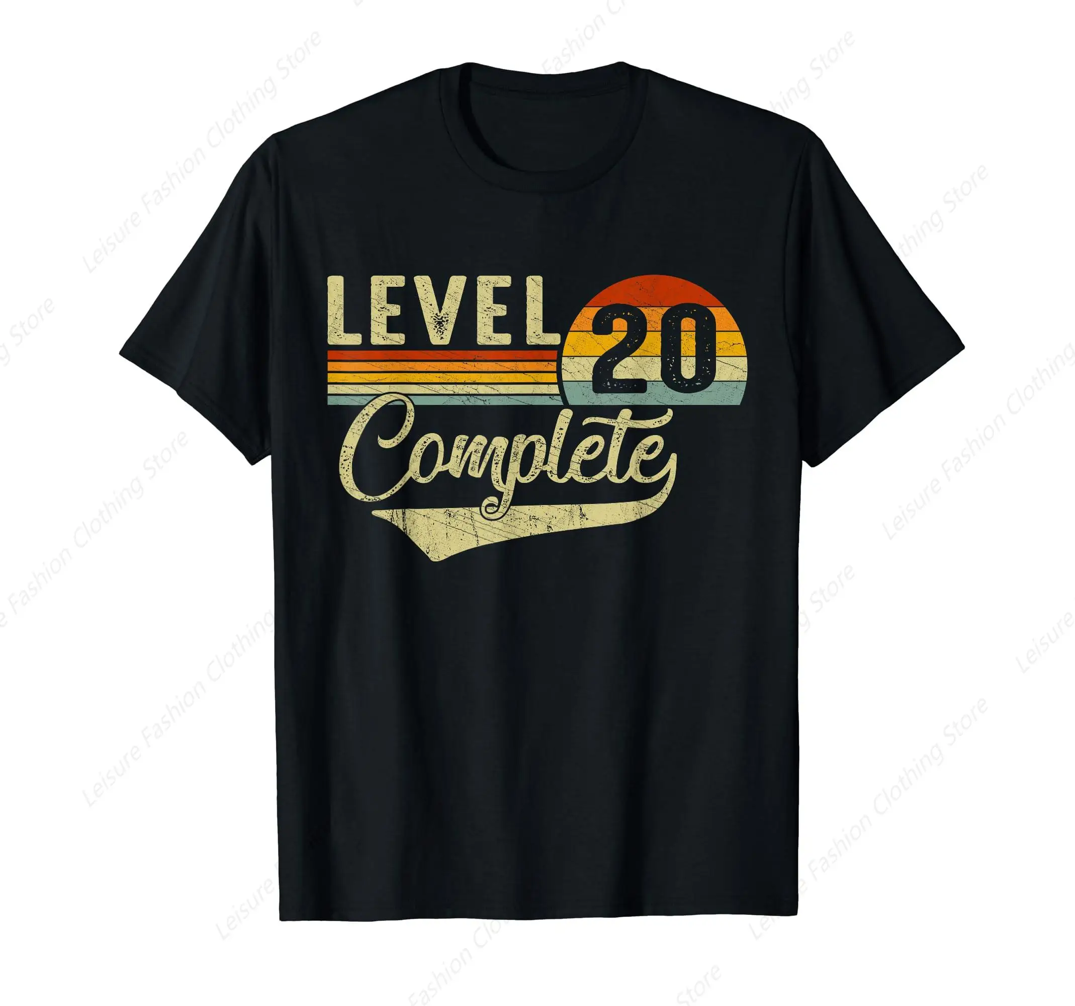 

Level 20 Complete Retro Video Gamers Couple 20th Anniversary T-Shirt Short Sleeves Cotton Tee Shirt Leisure Comfortable Tops