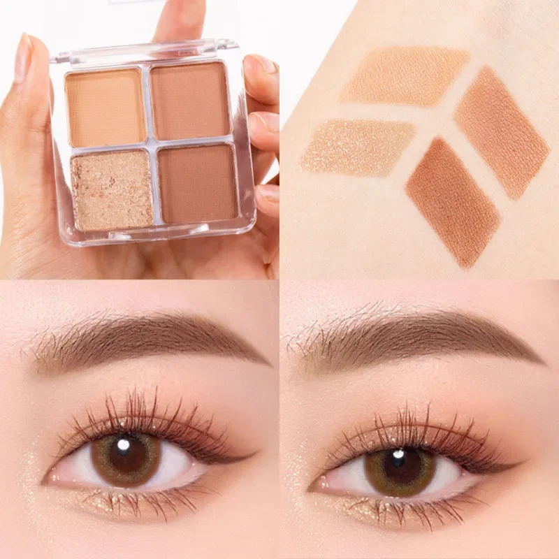 Mini Paleta Cieni do Powiek z Brokatem dla Początkujących 4 Kolory Matowe Cienie do Powiek Kosmetyki do Makijażu Oczu Kolory Ziemi i Dyni