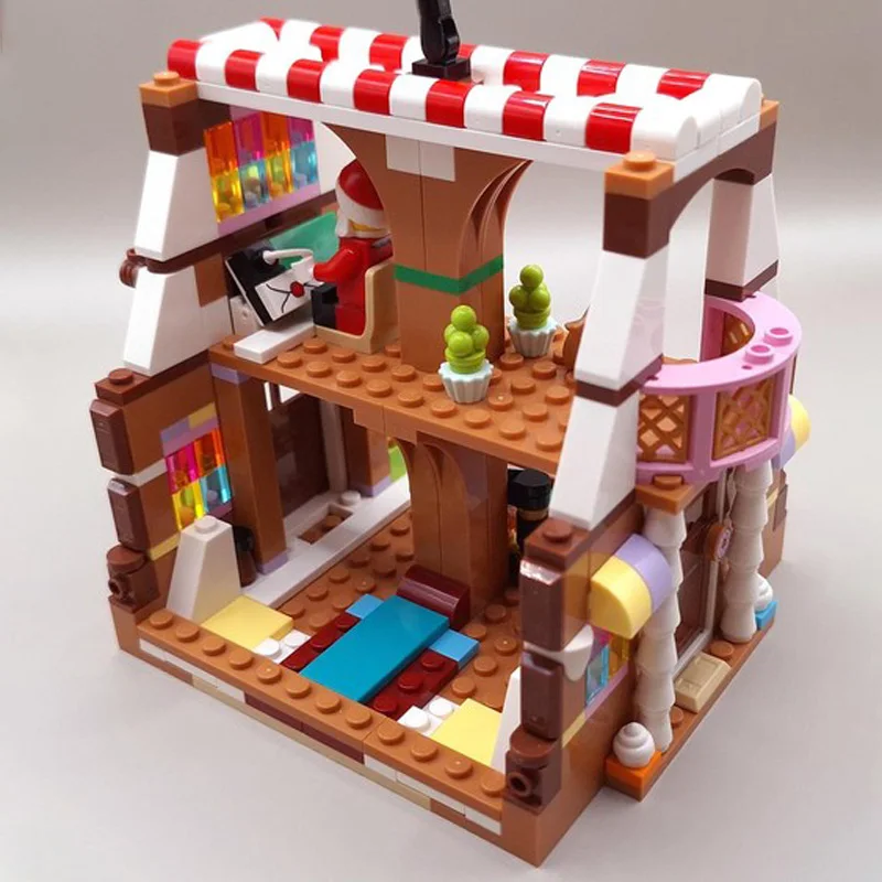 497 PCS MOC Aanpassen Kerst Serie 40809 A-Frame Gingebread Huis Model Bouwsteen Baksteen Creatieve Montage DIY Speelgoed geschenken