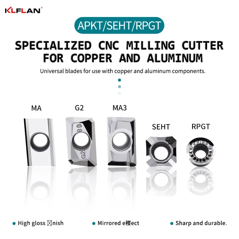 

Aluminum And Copper Milling Inserts APKT SEHT RPGT High Gloss Carbide Inserts For Lathe Tools Large Quantity