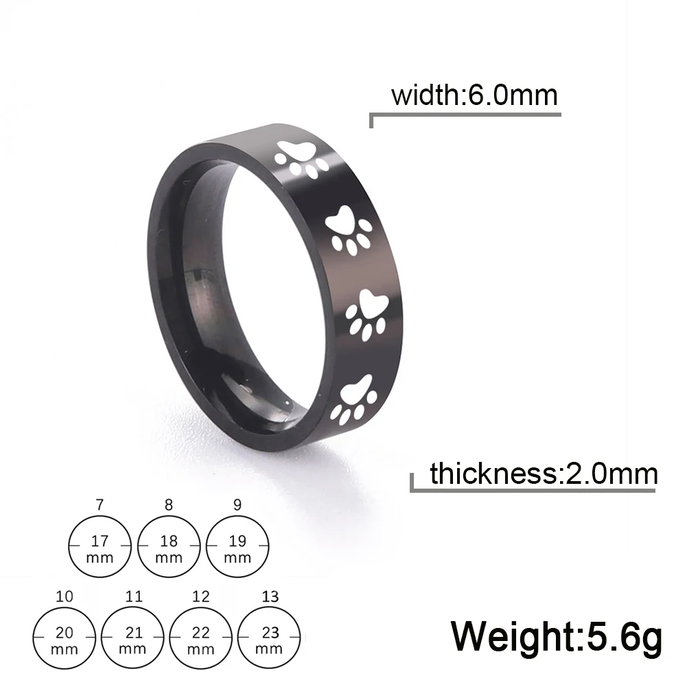 Dog Paw Finger Rings Jewelry New Simple Couple Ring for Lover\'s Stainless Steel Women Men Wedding Valentine\'s Day Gift Dropship