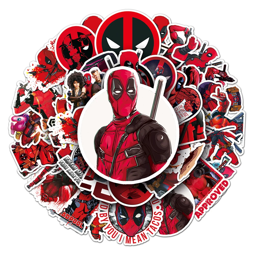 10/30/50pcs Cool Disney Marvel Deadpool Graffiti Stickers Skateboard Laptop Luggage Phone Bike Car Waterproof Sticker Kid Toy