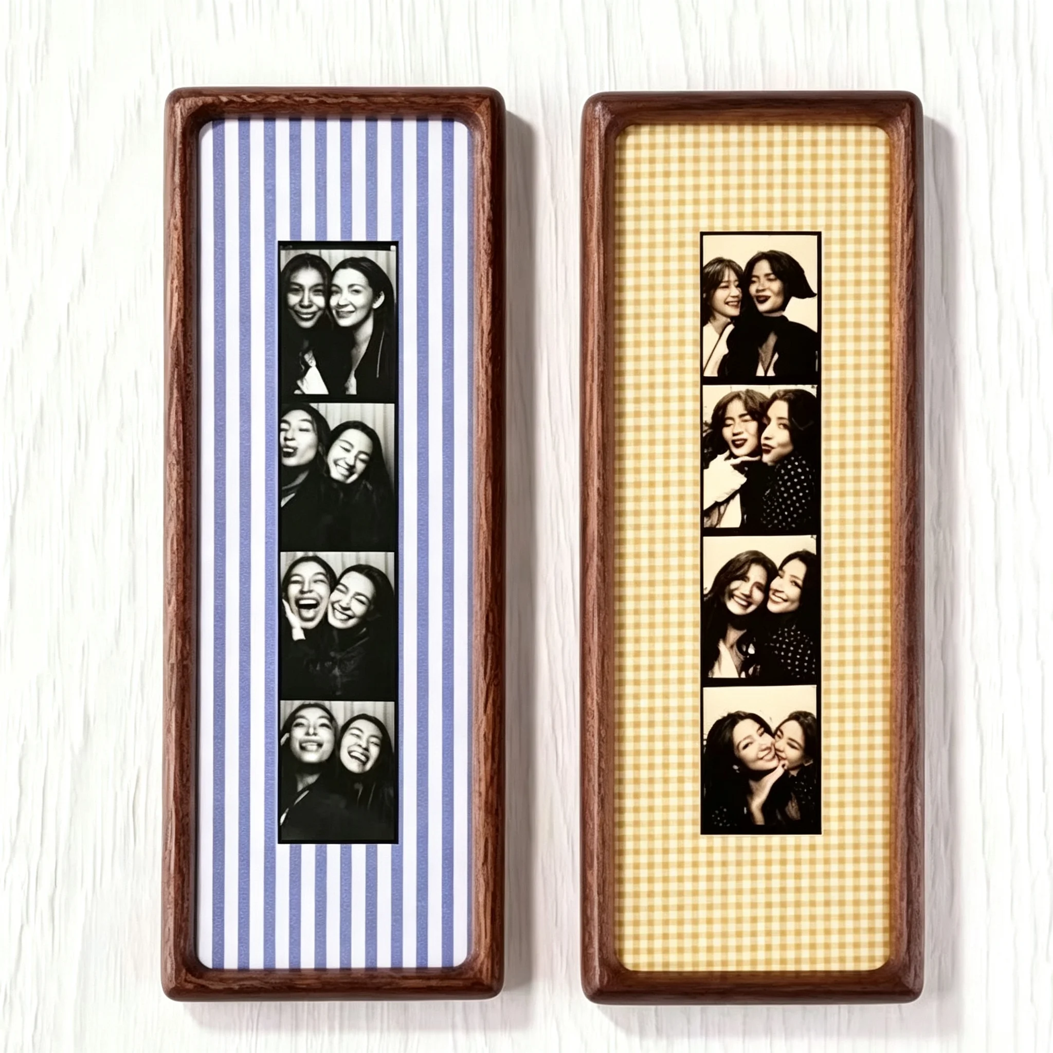 Couple Photo Strip Frame Custom Photo Booth Picture Frame, Striped Fabric Frame, Anniversary Gift for Couples, Wedding Keepsake