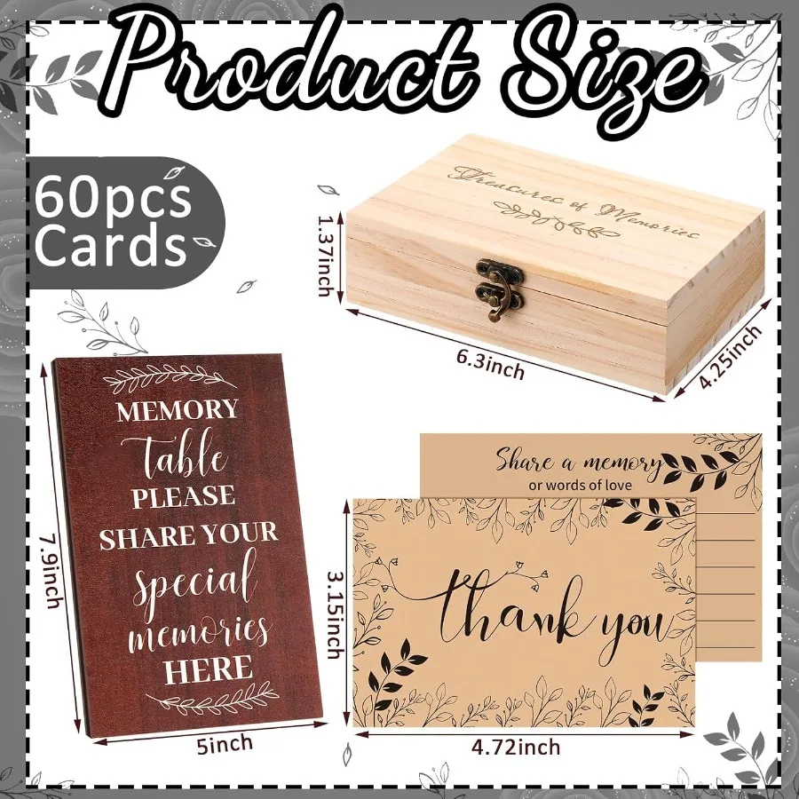 احتفال بطاقات الذاكرة للحياة، مشاركة صندوق خشبي للذاكرة، لافتة طاولة خشبية مع أقلام 60 قطعة، بطاقات تذكارية، إبقاء جنازة #3