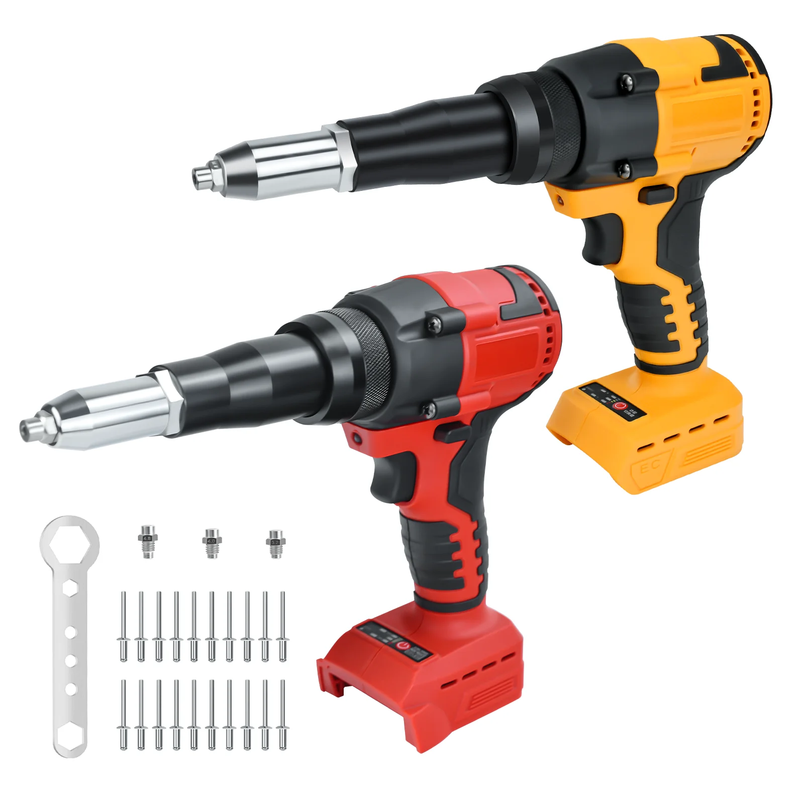 Cordless Brushless Rivet Gun for Dewalt/Milwaukee 18V/20V Battery 2.4-4.8mm Electric Rivet Gun Automatic Riveter (No Battery)