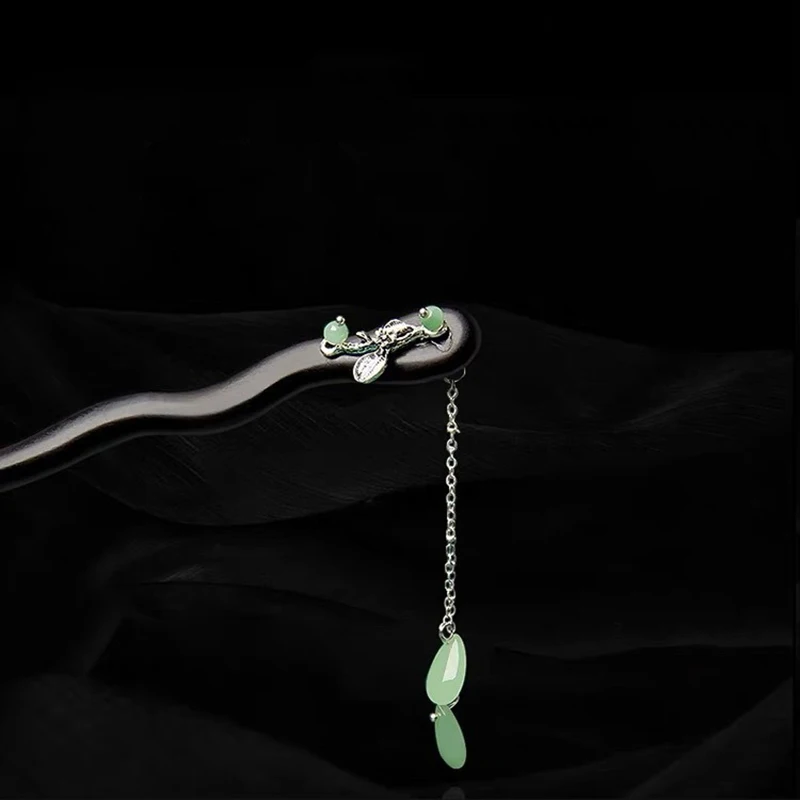 1 шт., классическая и элегантная женская деревянная заколка с кисточками, древний стиль, Cheongsam Hanfu, плетеные волосы в сочетании с головным убором