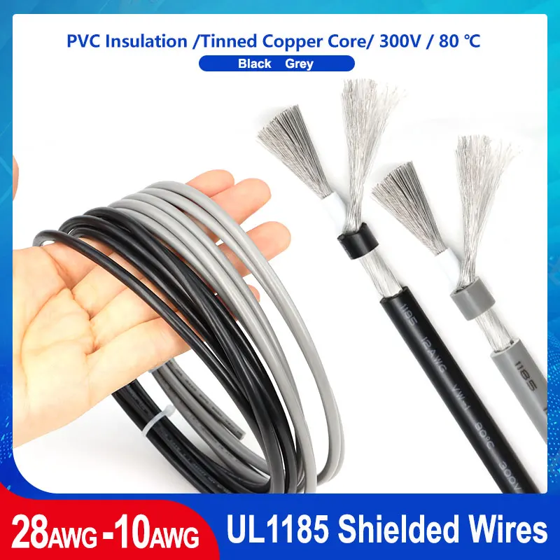 

5/10/20M UL1185 Shielded Wires 28 26 24 22 20 18 16 14 12 10AWG Single Core PVC Insulated Electronic Copper Channel Audio Cable