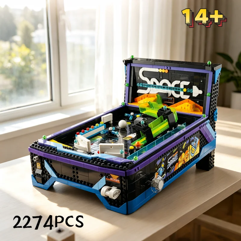 Image of 2274-teiliges Modell Arcade-Flipperautomat Bausteine Raumdekoration Bausteine Spielzeug Voll ausgestattetes Arcade-Spiel Geeignet für Erwachsene