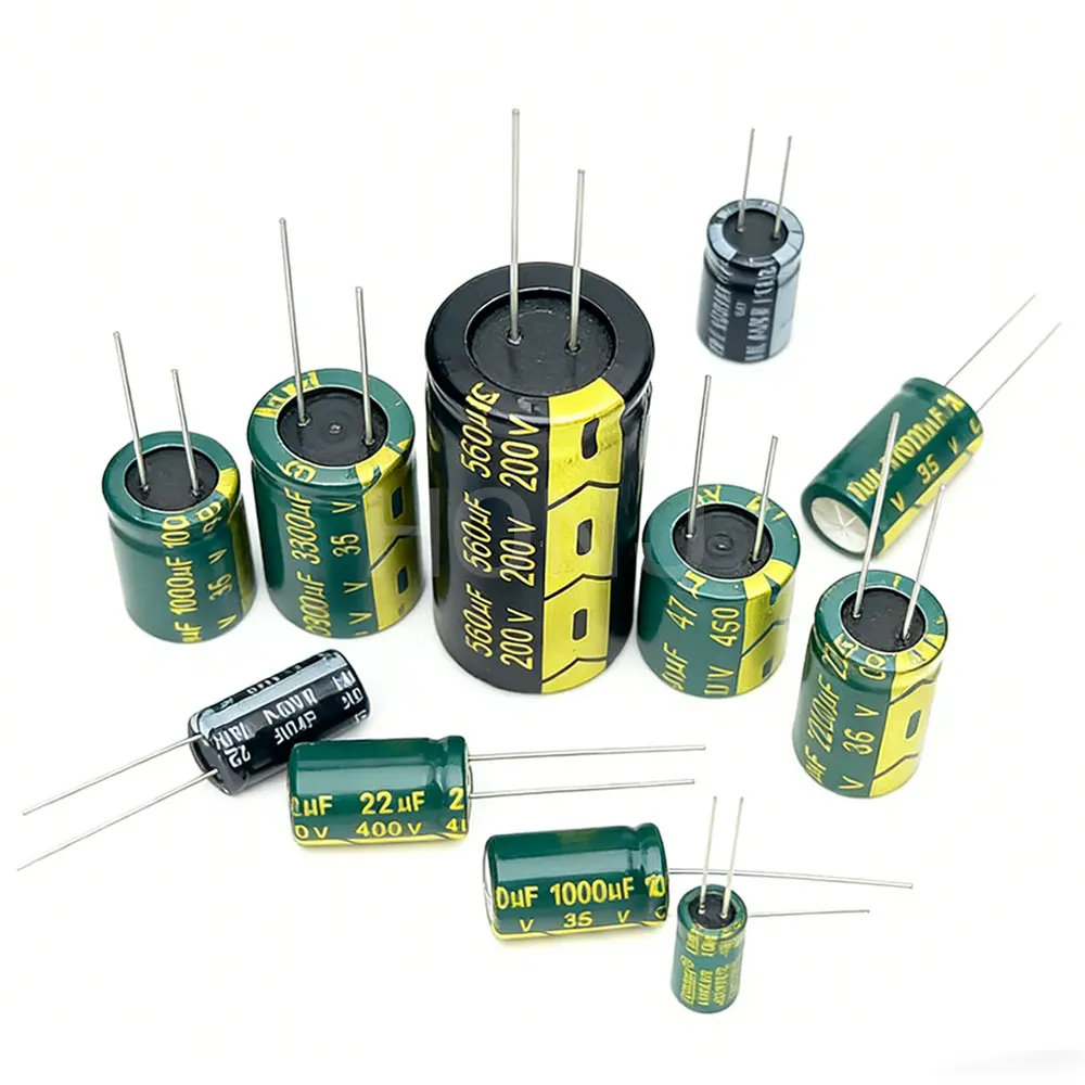 High Frequency Low ESR Aluminum Capacitor 6V 10V 16V 25V 35V 50V 400V 450V22UF 100UF 220UF 330UF 470UF 1000UF 1500UF 2200UF ±20%