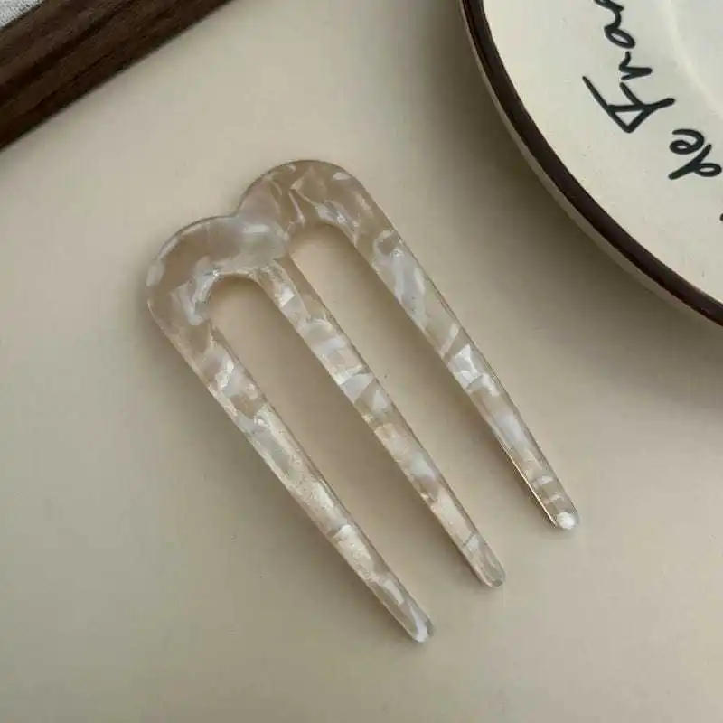 Französische Haarnadeln für Frauen, U-förmige Haargabeln, Vintage-Frisur-Accessoires, modische 3-Zinken-Haarstäbchen – Detail 9