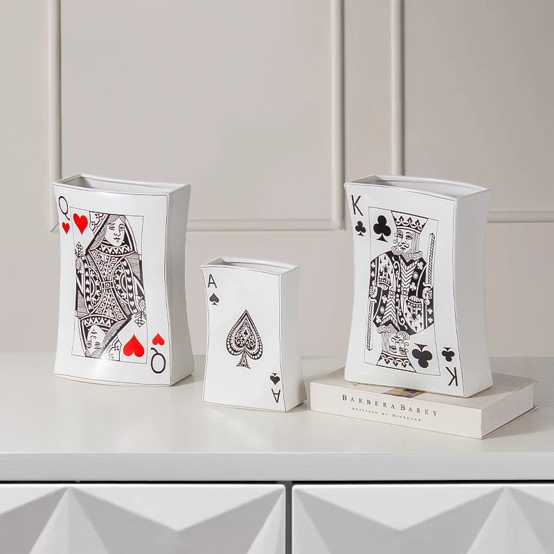 Creative poker card decorative vases,ceramic vases,personalized for home entrances flower arrangements and ornaments home decor - view 3
