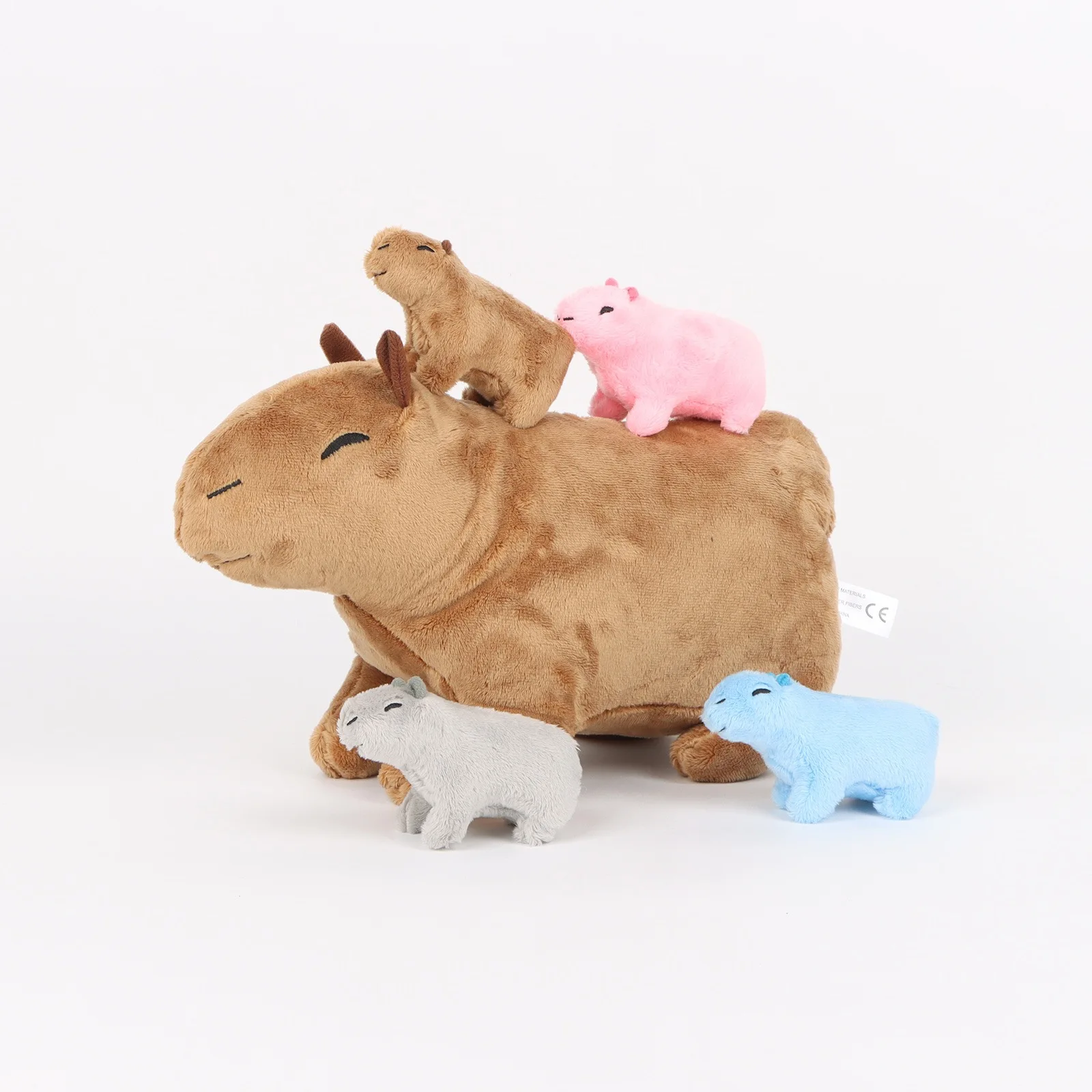 

Kawaii Simulation Capybara Stuffed Animal-13.38'' Mommy Stuffed Capybara with 4 Baby Stuffed Animals Inside Zipper Tummy