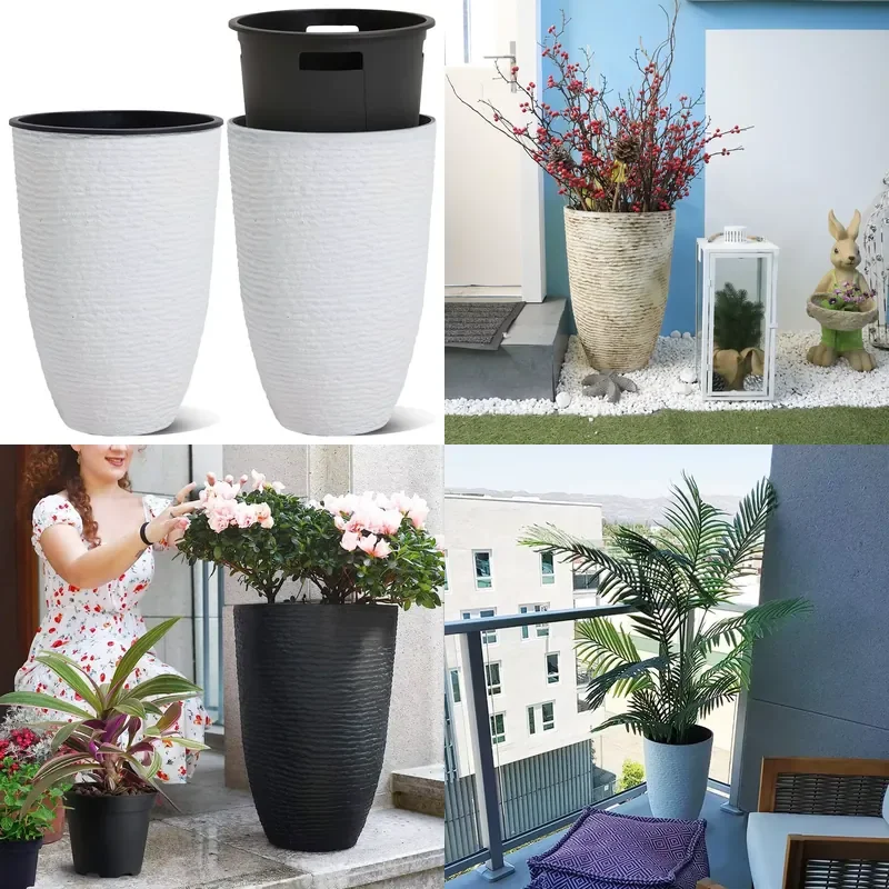 Large Plastic Flower Pot for Indoor and Outdoor Garden Use Durable Inner Planter Container for Home Decor and Planting