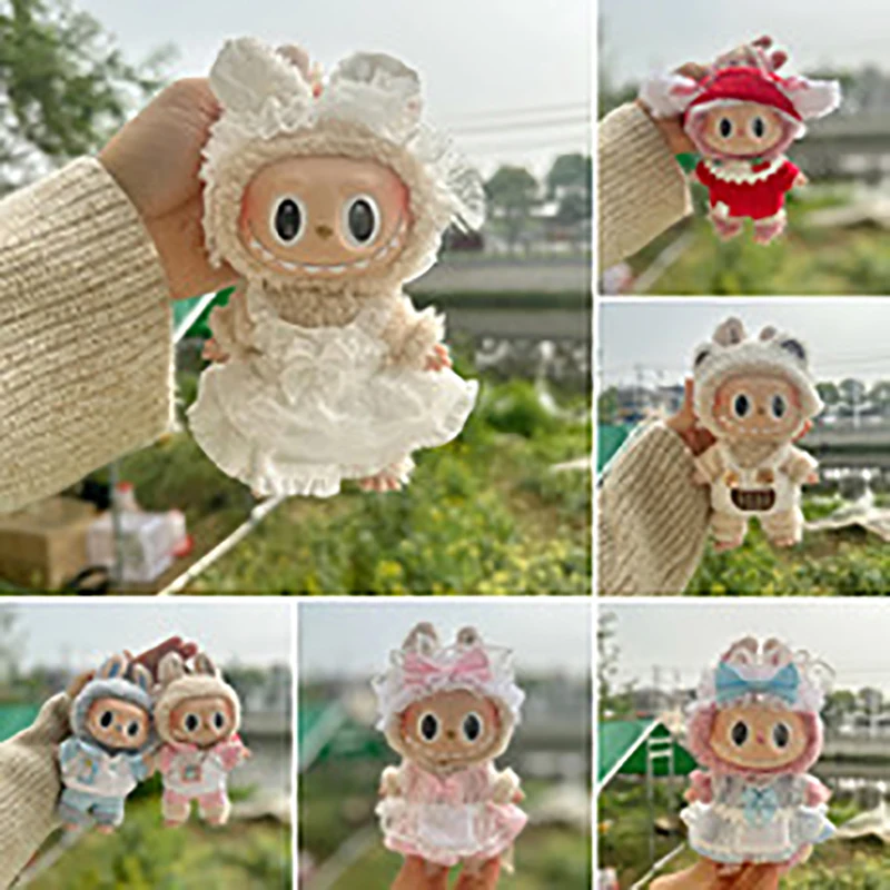 1 Set Outfit Accessories For Labubu Idol Dolls Sweater Pants Clothing DIY Kid Gift 17cm Cute Mini Plush Doll's Clothes