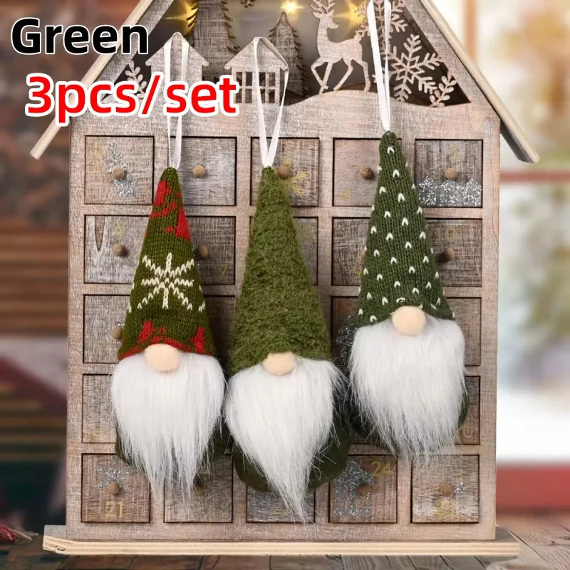 3pc Faceless Doll Knitted Gnome Doll Gifts Xmas Merry Christmas Decorations Home New Year Christmas Tree Ornaments Pendants