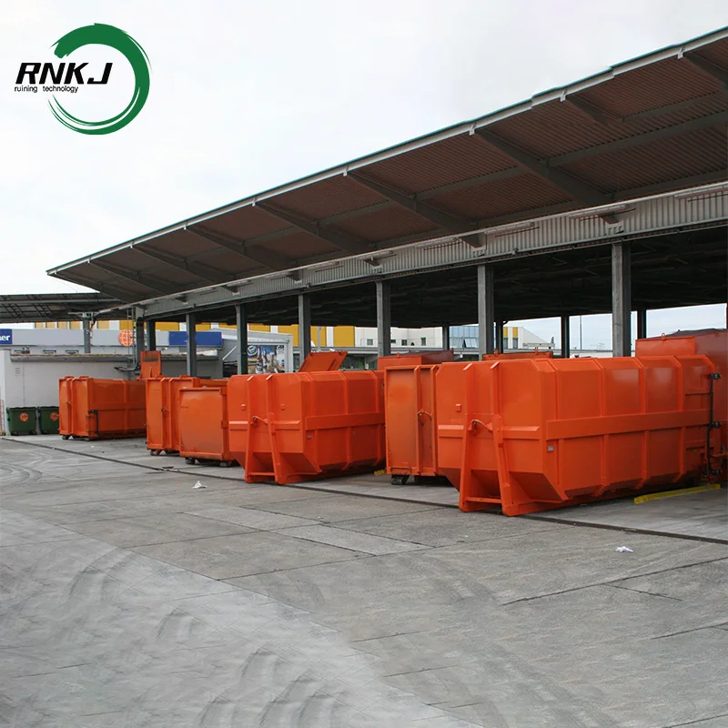 RNKJ Customization Hook Lift Bin 20m3 30m3 Hook Lift Roll Off Scrap Containers Waste Dumpster Trailer Skip Tipping Metal Bin