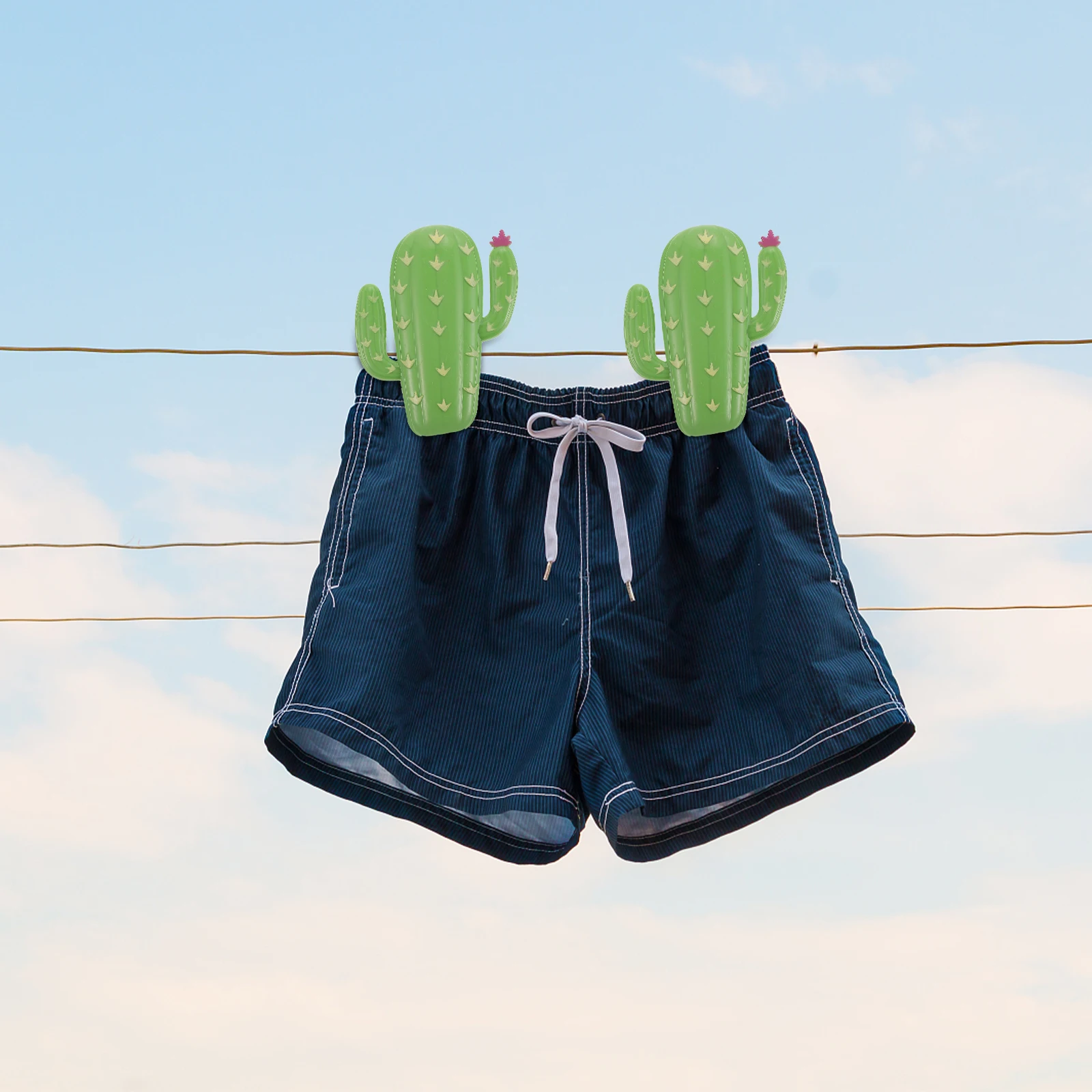 

Creative Towel Clamp Cactus Shape Cartoon Clip Wind proof Clothes Hanger ABS Material Smooth Edge Non slip Beach Chair Fixing