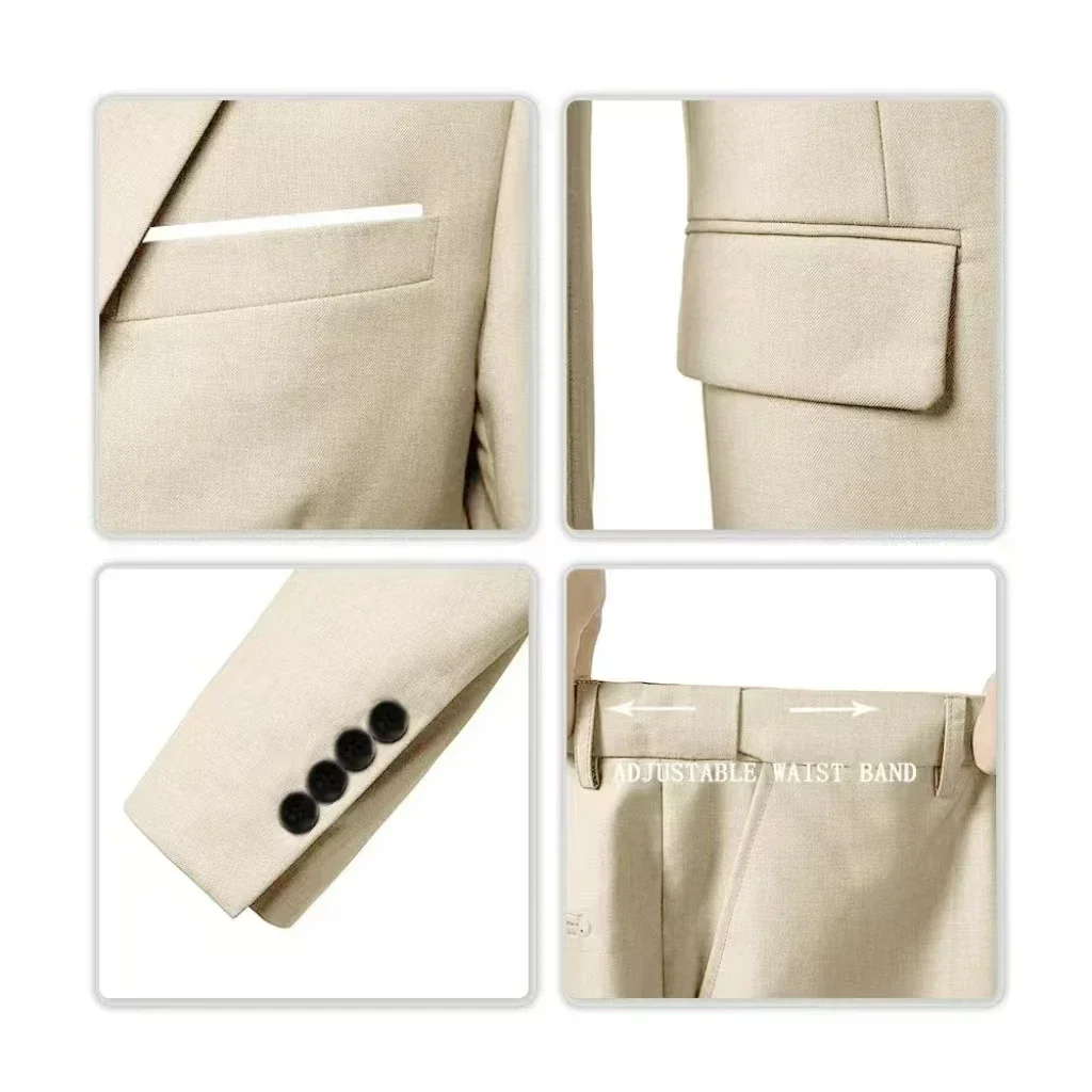 

Elegant Suit for Men 3 Piece Blazer Vest and Pant Set Notched Lapel High Quality Tuxedo Men's Suit Wedding Dress Business Jacket