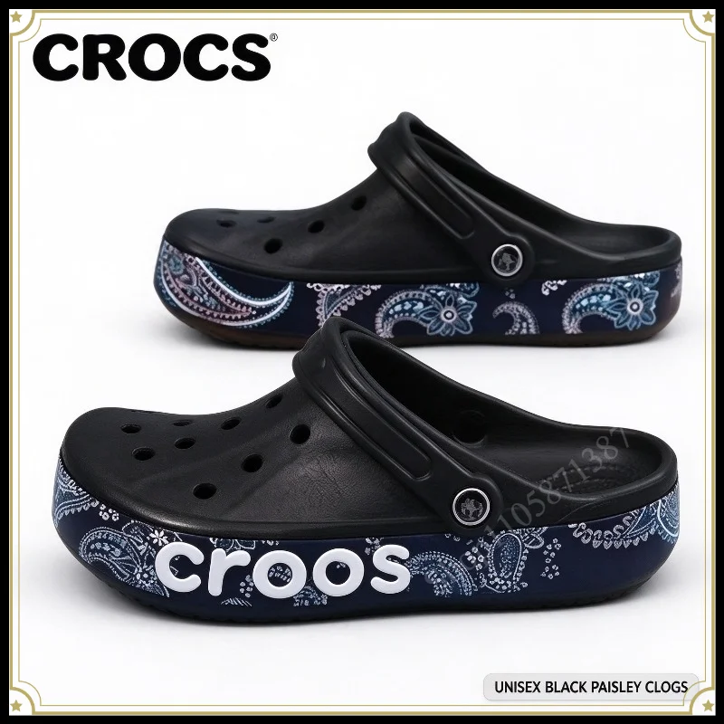 Crocs Outdoor Painted Beiya Men's Shoes Women's Shoes Waterproof Beach Shoes Refreshing Thickened Non-slip Hole Shoes Sandals