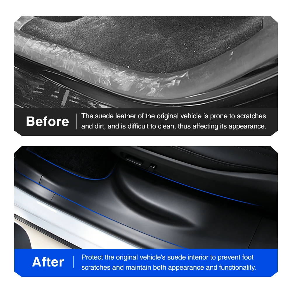 HEENVN 8PCS Car Door Sill Guard Protector for Tesla Model YL 2026 TPE Front and Rear Door Threshold Strips Anti-kick Pad Cover