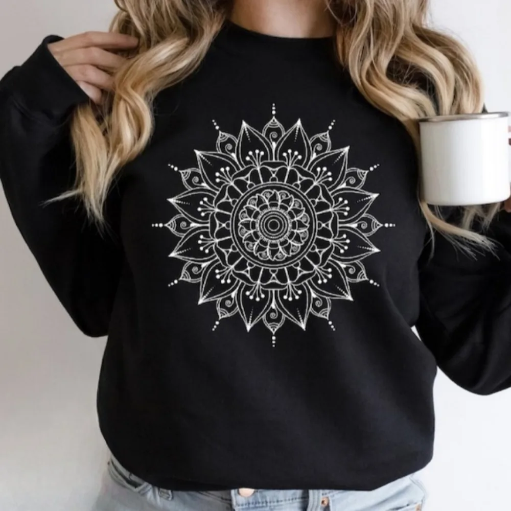 

Толстовка с мандалой, толстовка для медитации, толстовка с капюшоном с мандалой, подарок для женщин, толстовка для йоги, осенняя толстовка с длинными рукавами, одежда