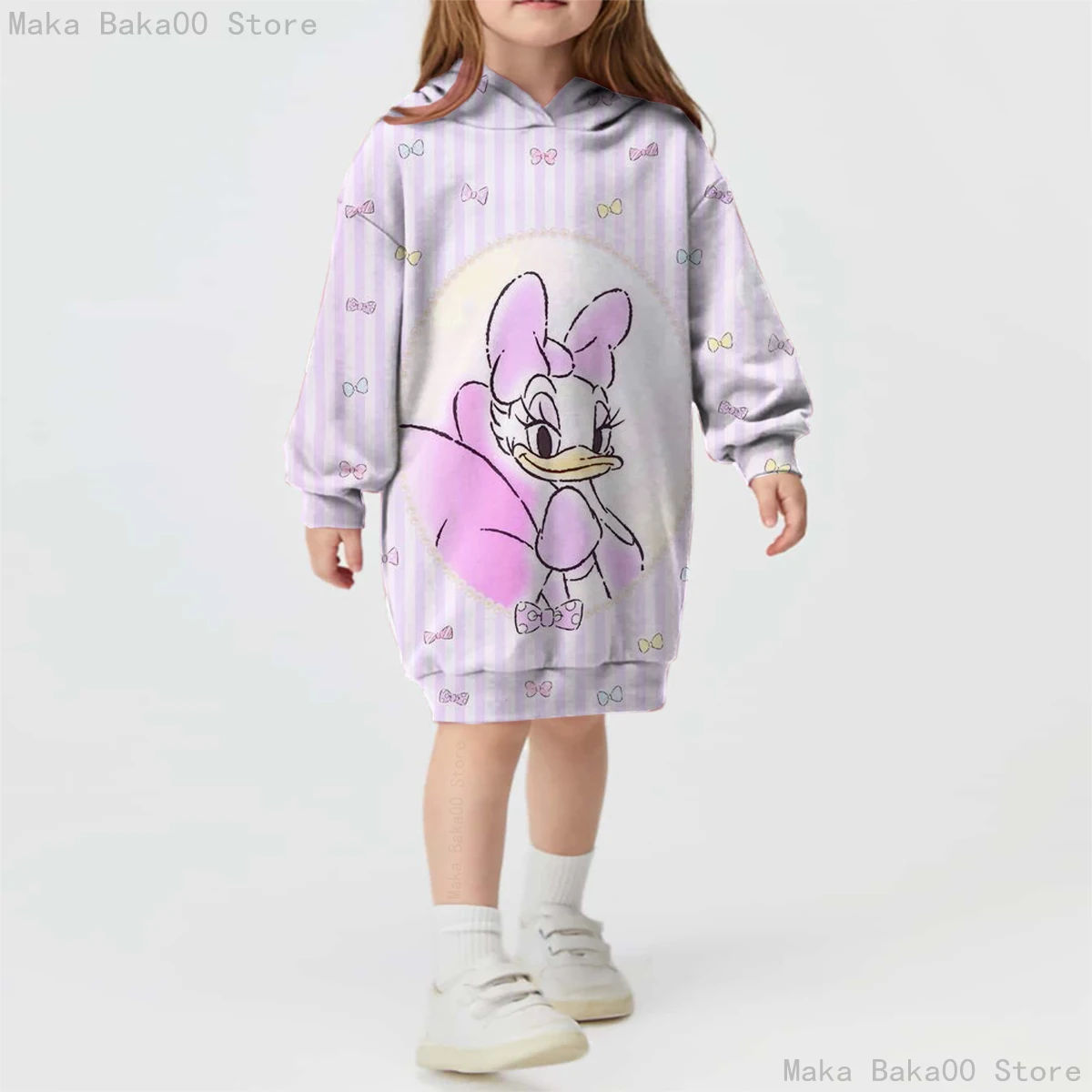 Disney sweatshirt girls long sleeve sweatshirt Donald Duck Daisy casual cartoon long sleeve hooded sweatshirt dress girls dress