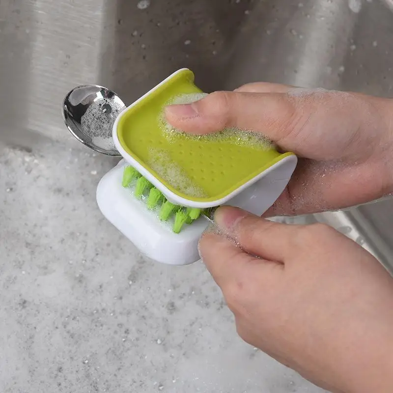 1Pc U Shaped Washing Knife Kitchen Tableware Knife Spoon Double Sided Cleaning Brush for Fork Chopsticks Creative Cleaner