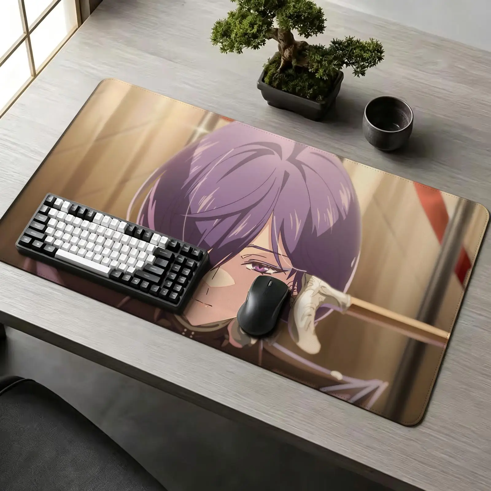 XXL Gaming Mouse Pad,Stitched Wear‑Resistant Edge,Zenless Zone Zero Promeia Smooth Non‑Slip Mat for Desktop & Laptop Games